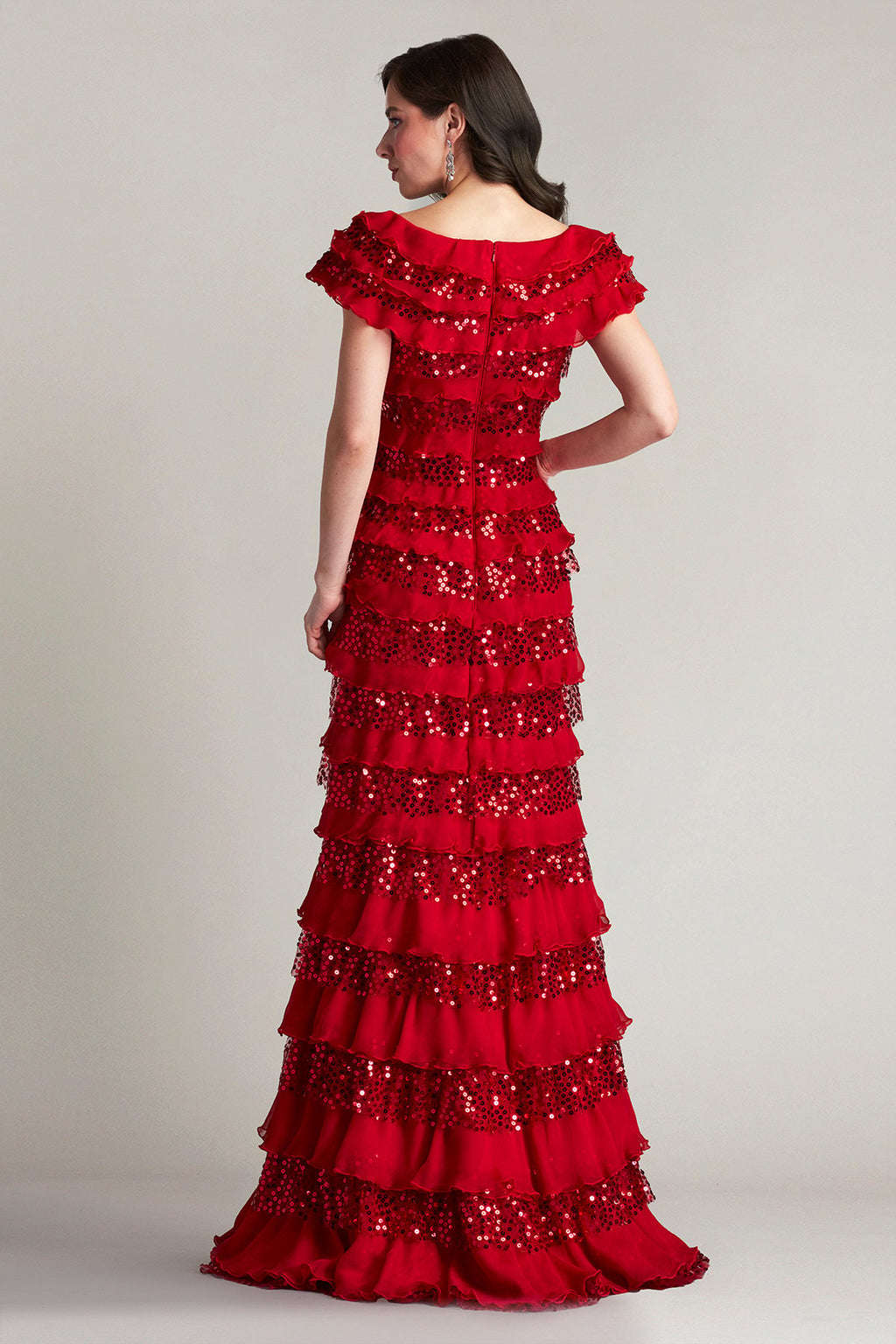 Eston Embellished Tiered Ruffle Gown