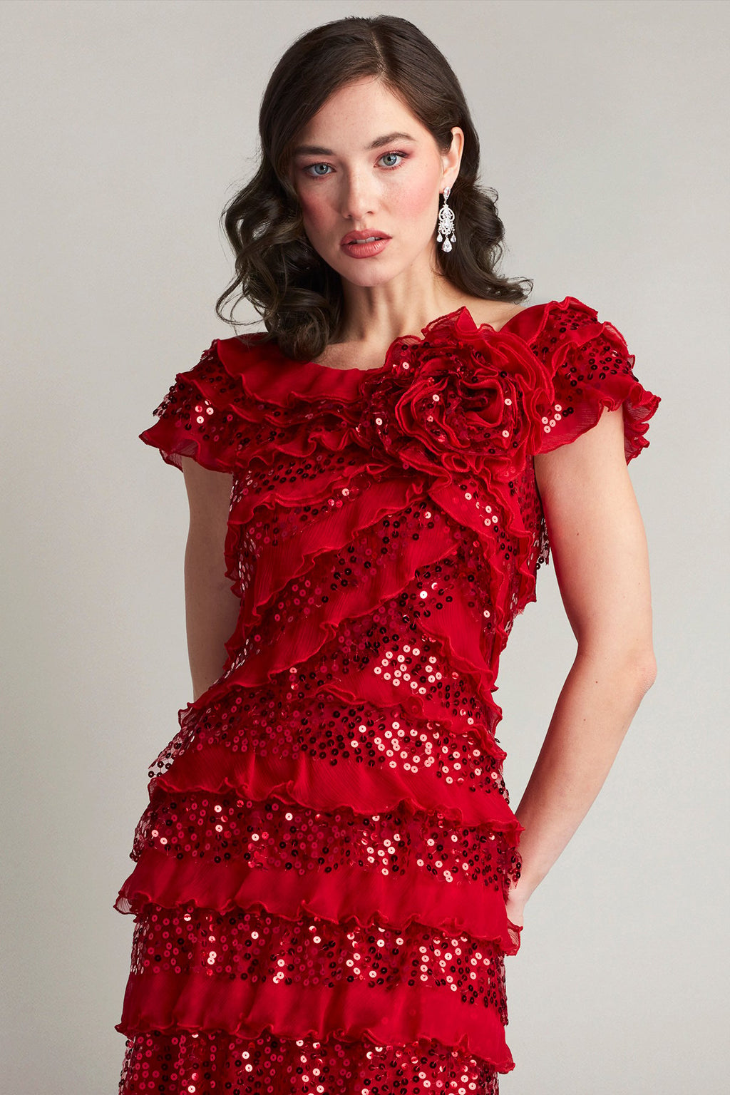 Eston Embellished Tiered Ruffle Gown