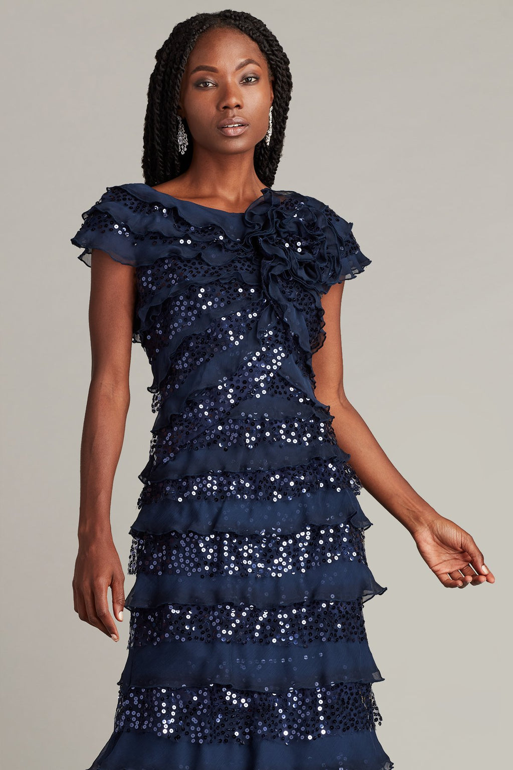 Eston Embellished Tiered Ruffle Gown