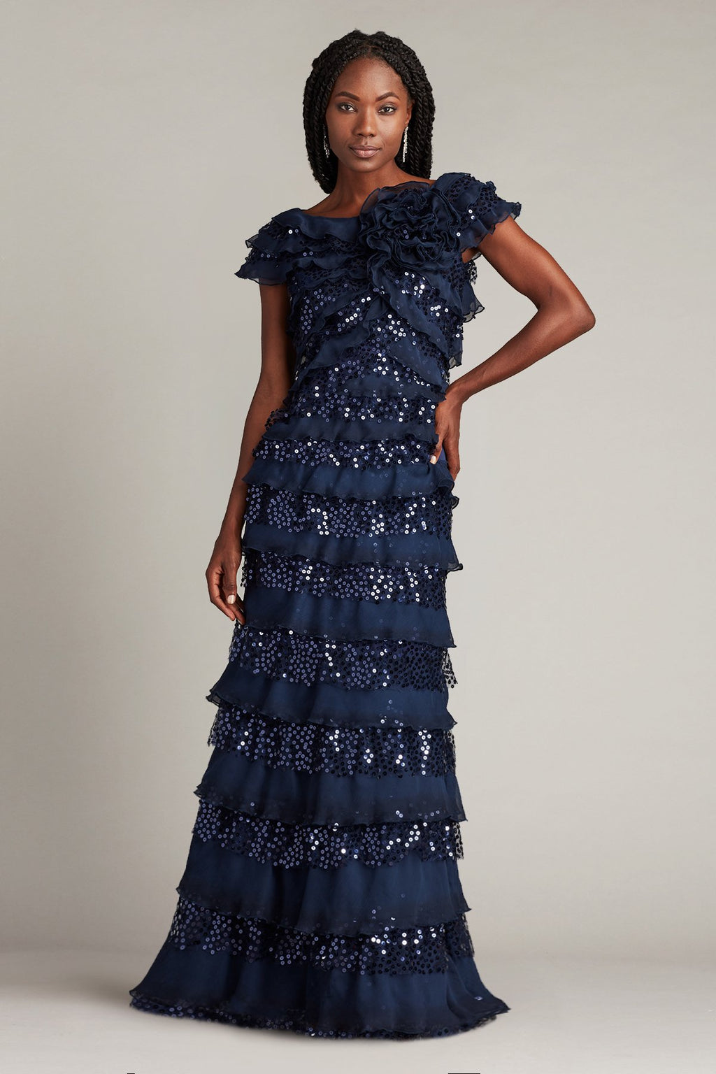 Eston Embellished Tiered Ruffle Gown