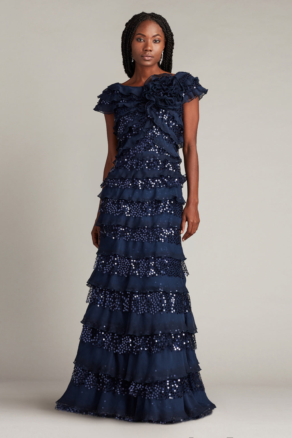 Eston Embellished Tiered Ruffle Gown