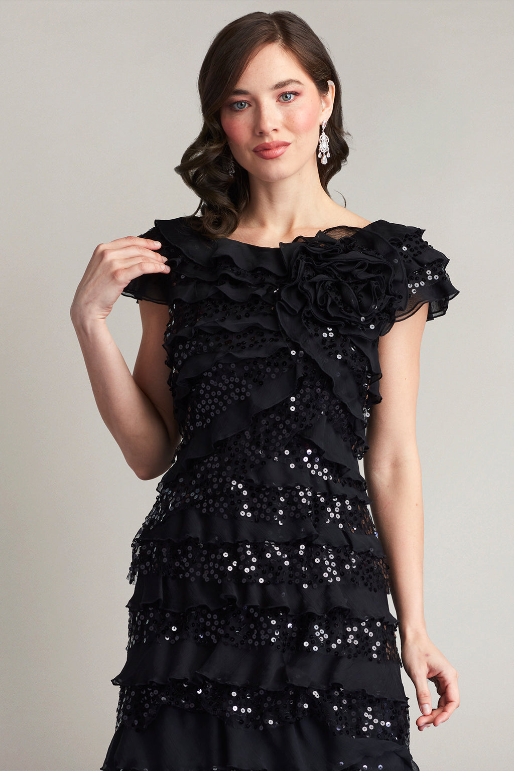 Eston Embellished Tiered Ruffle Dress