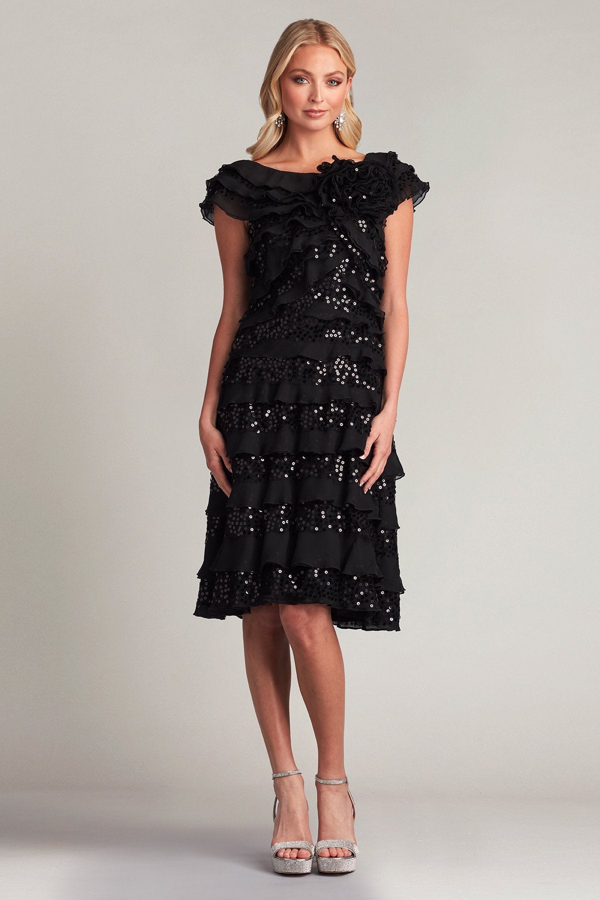 Eston Embellished Tiered Ruffle Dress
