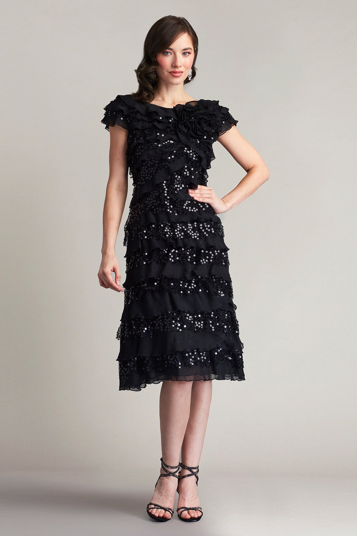 Eston Embellished Tiered Ruffle Dress