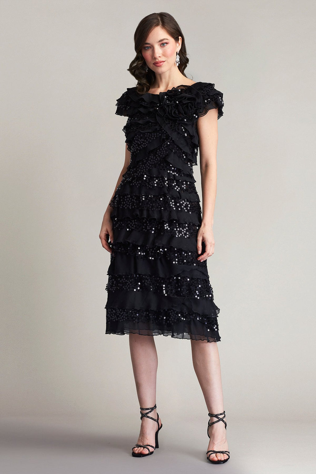 Eston Embellished Tiered Ruffle Dress
