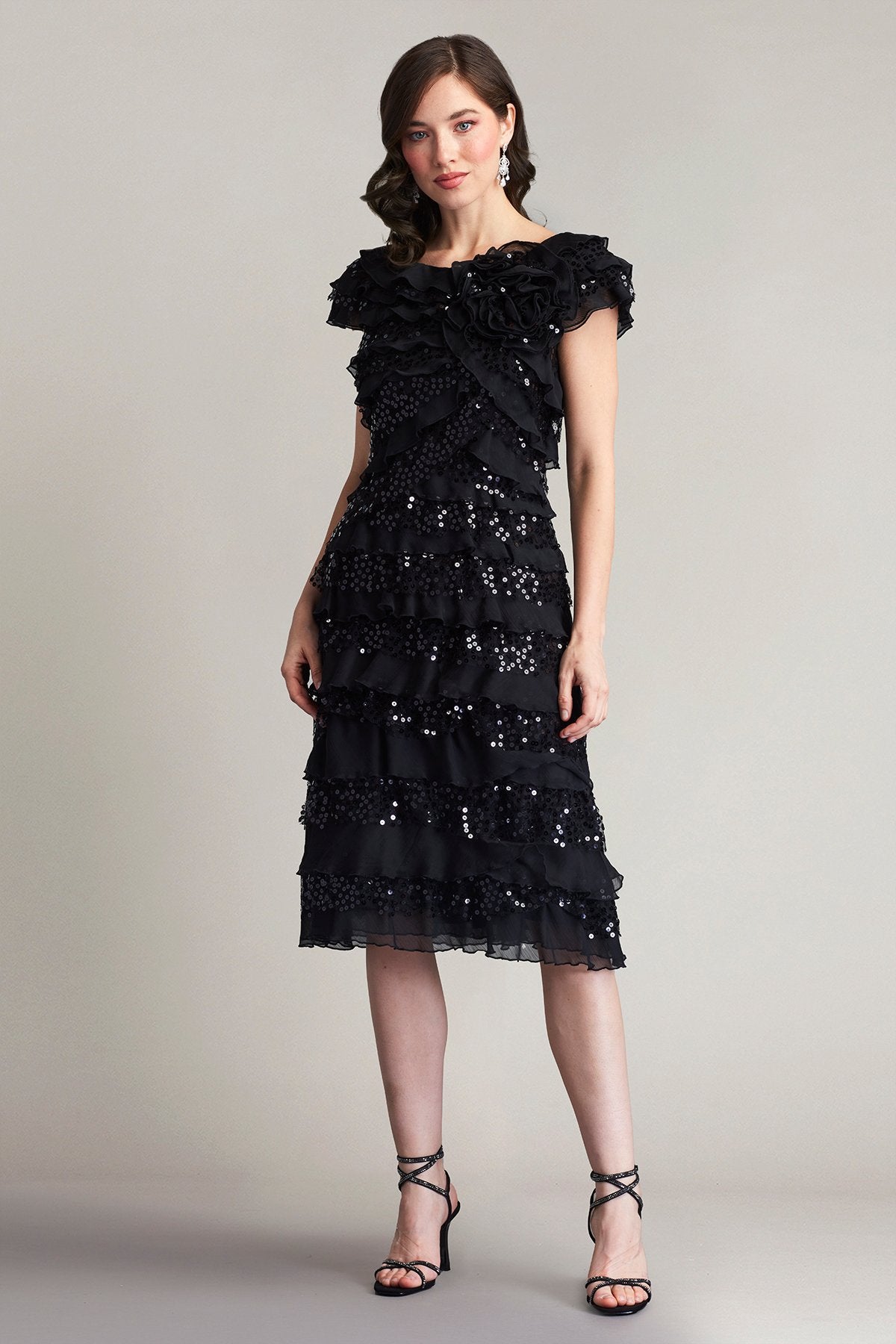 Eston Embellished Tiered Ruffle Dress