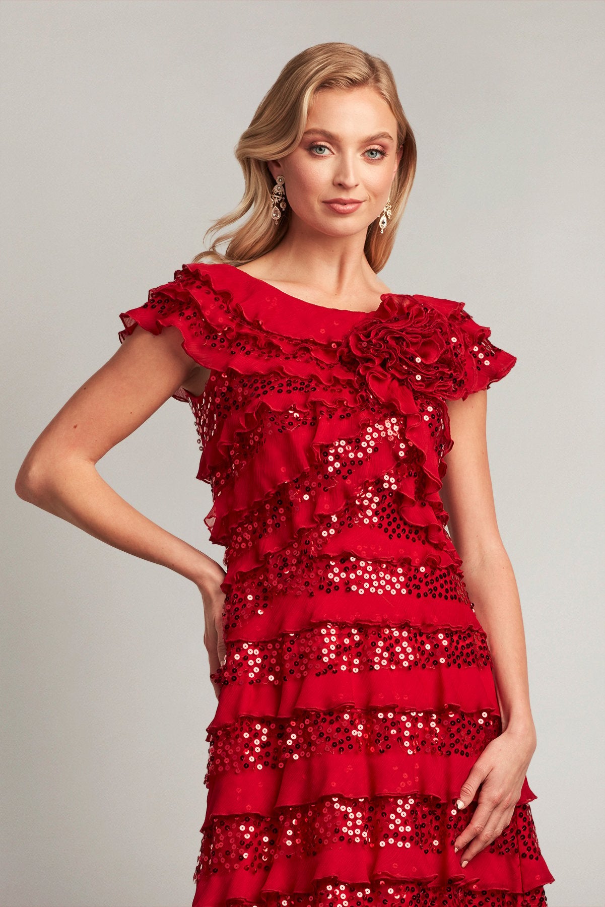 Eston Embellished Tiered Ruffle Dress
