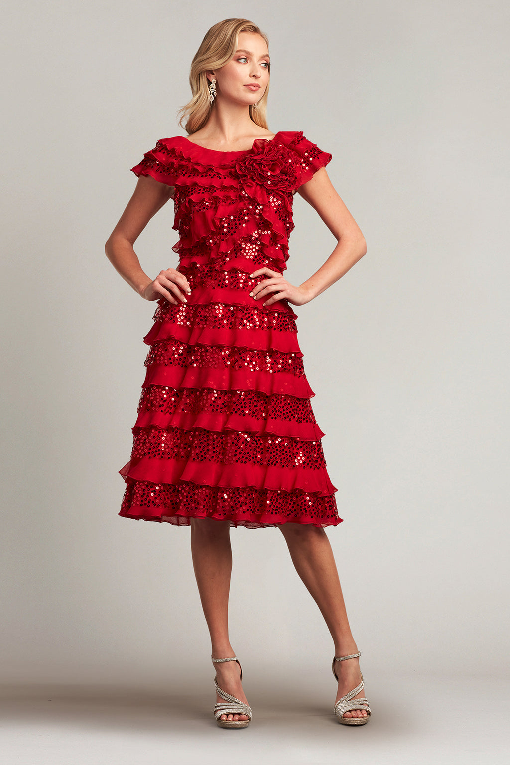 Eston Embellished Tiered Ruffle Dress