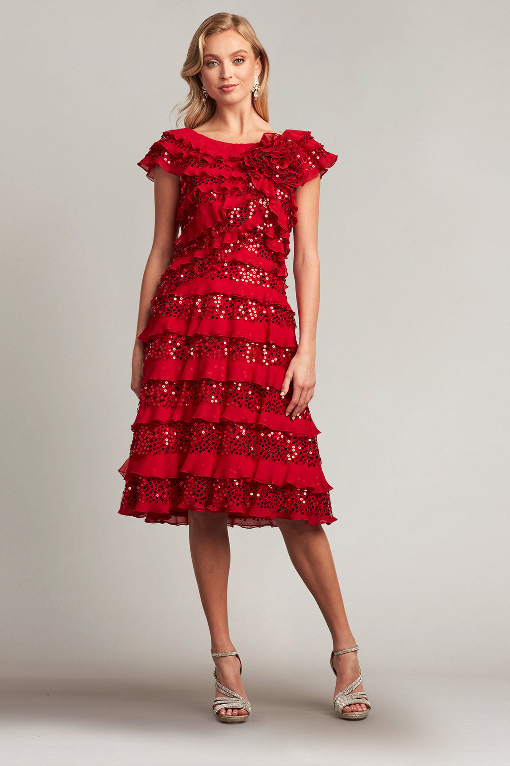 Eston Embellished Tiered Ruffle Dress