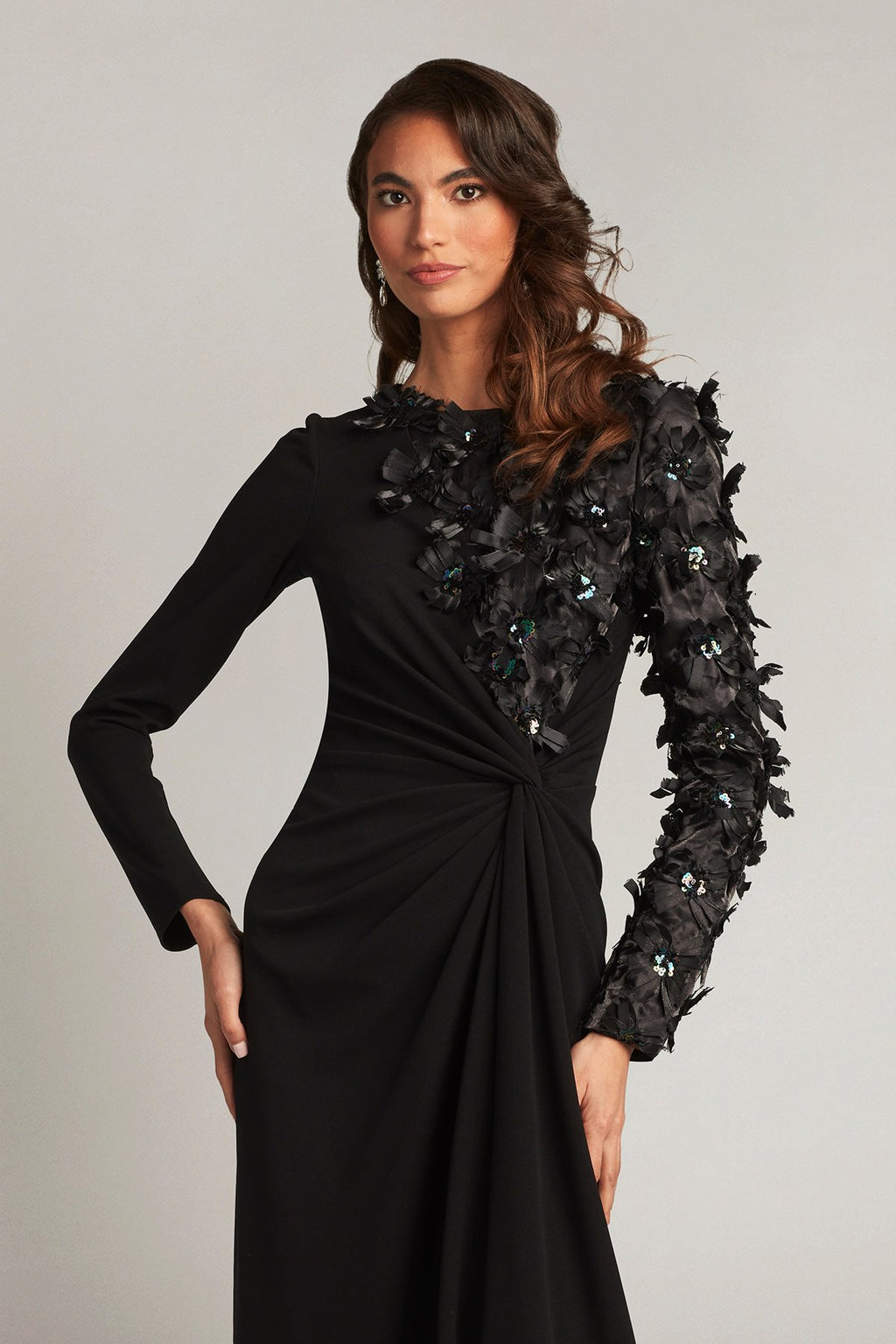 Laar Asymmetric Floral Appliquéd Gown