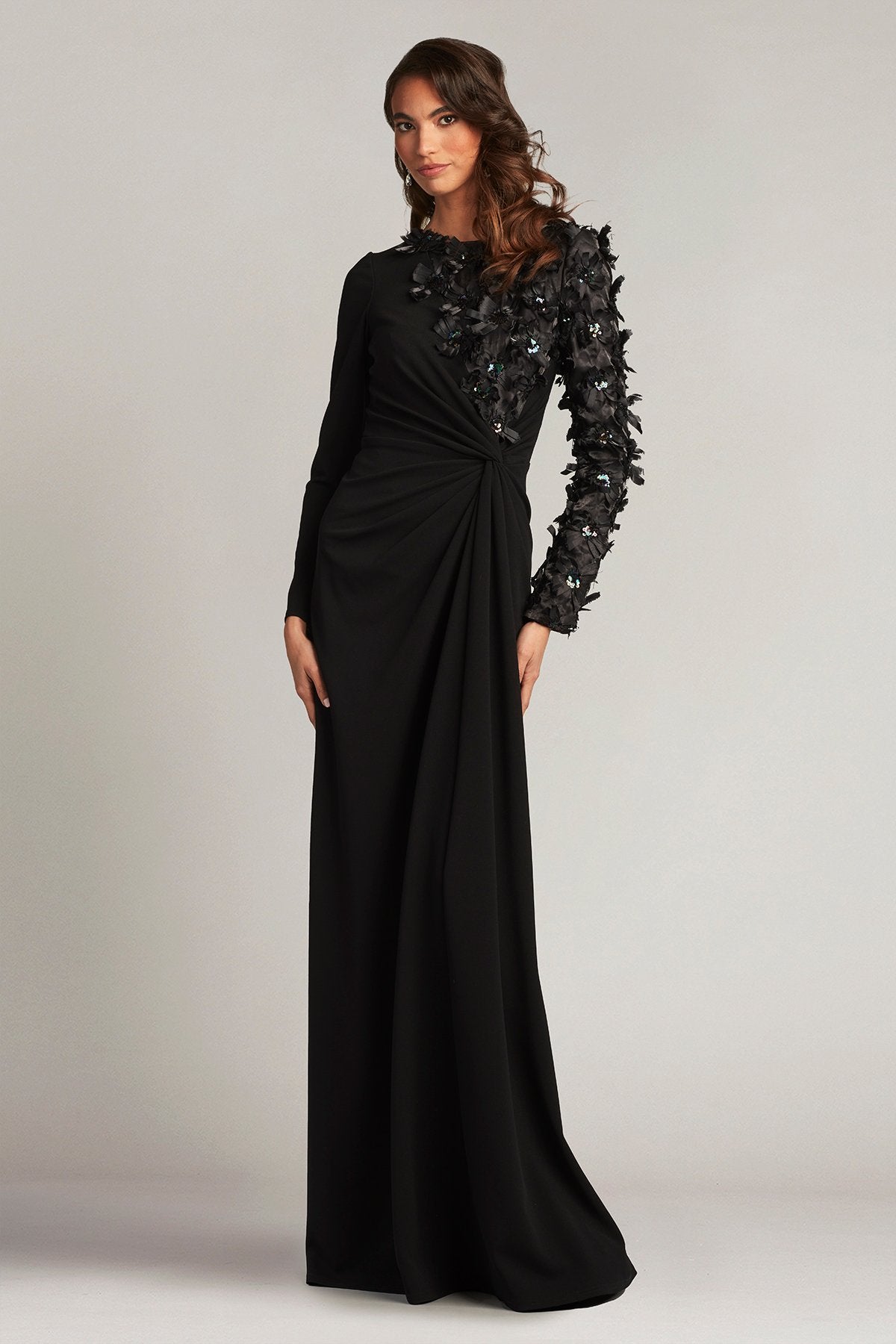 Laar Asymmetric Floral Appliquéd Gown