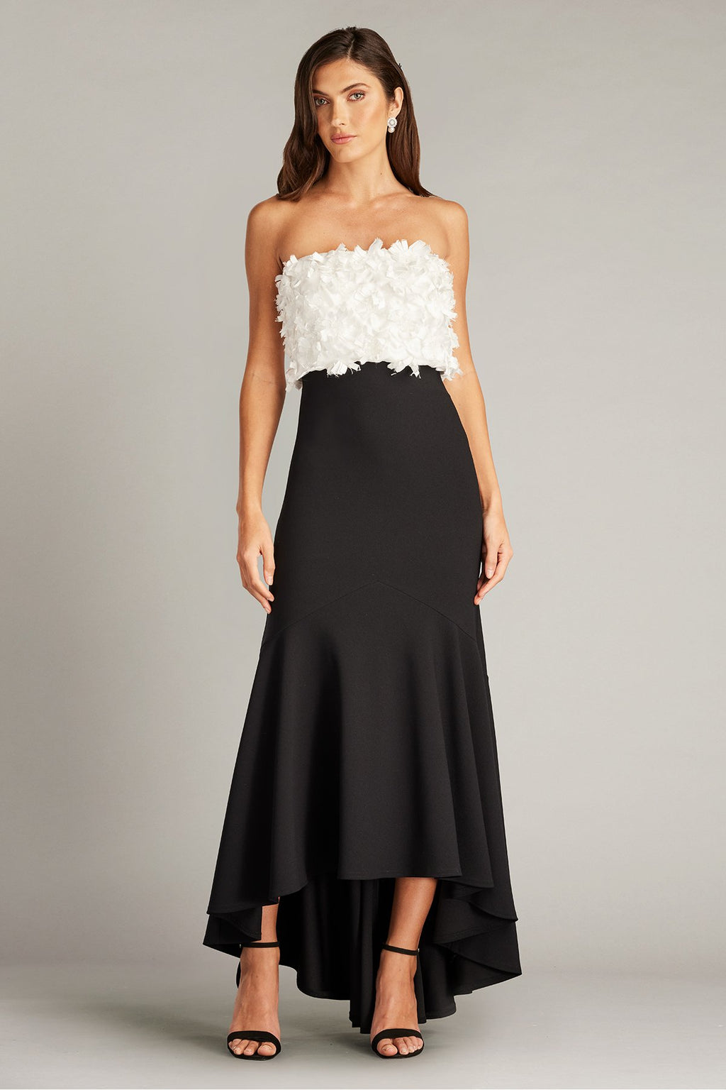 Xora Floral Embellished Strapless Gown