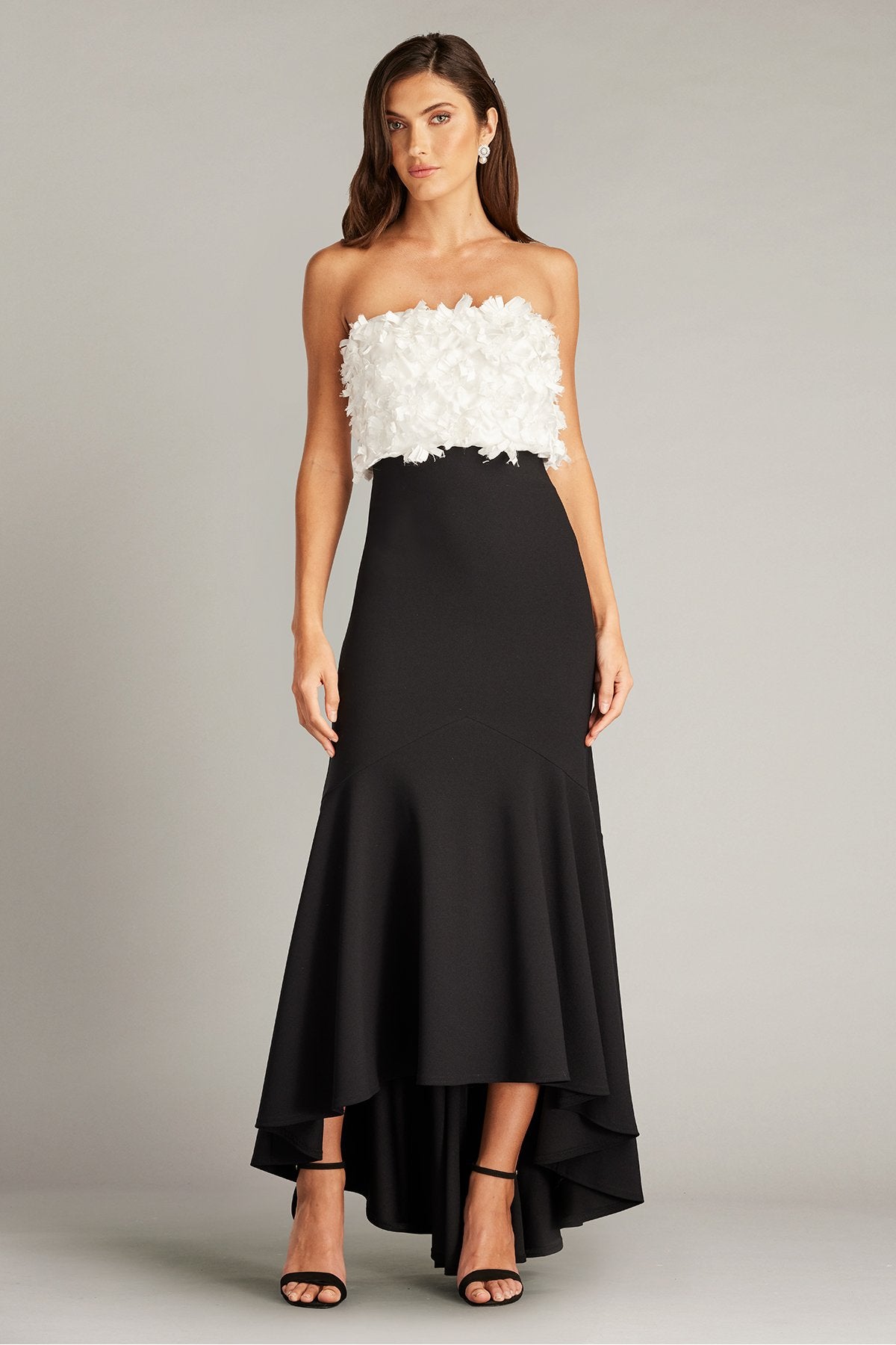 Xora Floral Embellished Strapless Gown