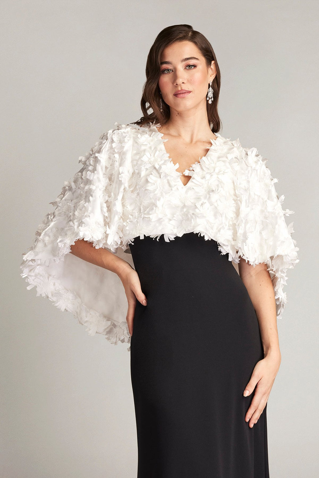 Elyza Satin Flower Overlay Gown