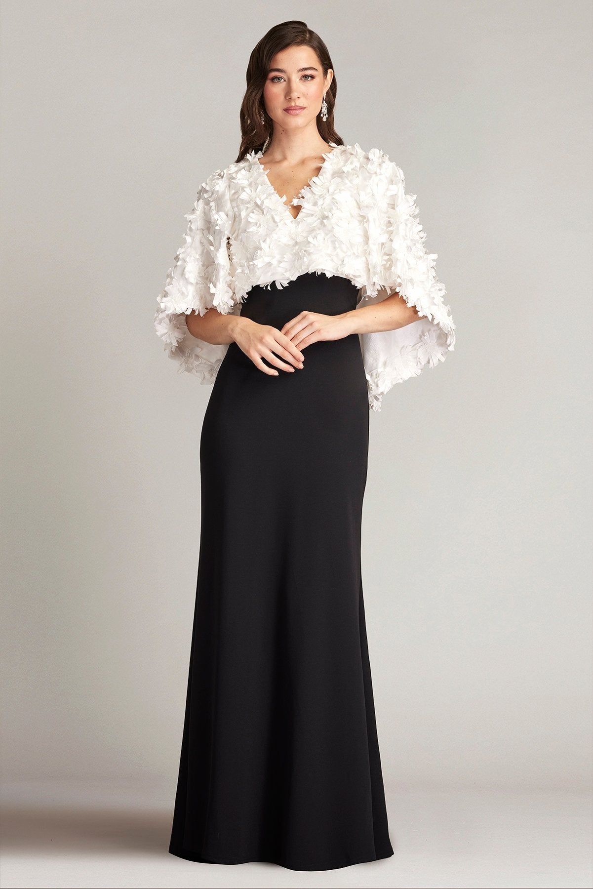 Elyza Satin Flower Overlay Gown