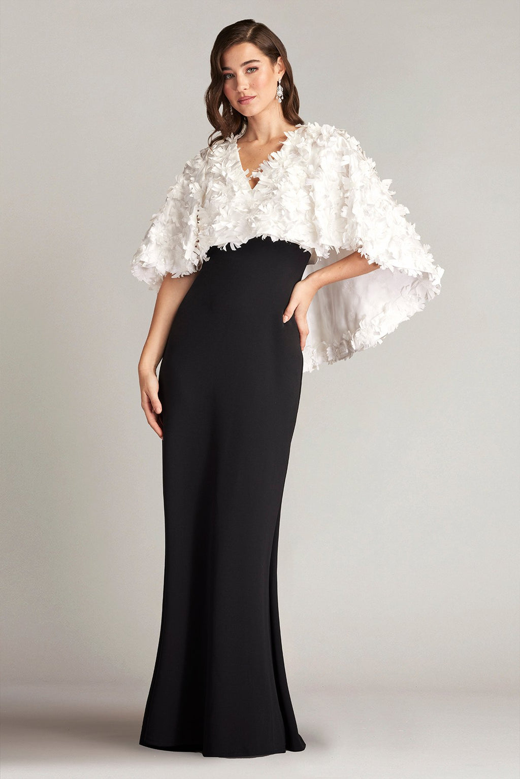 Elyza Satin Flower Overlay Gown