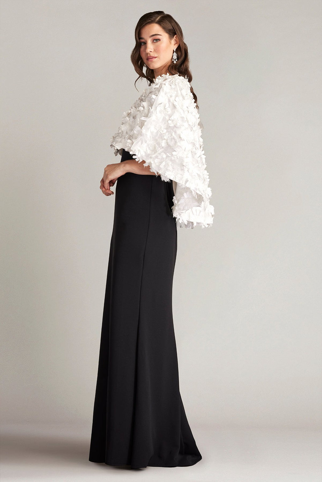 Elyza Satin Flower Overlay Gown