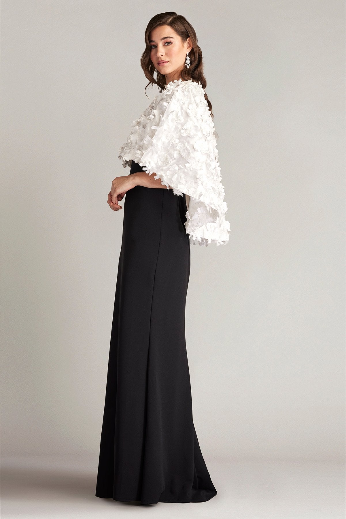 Elyza Satin Flower Overlay Gown