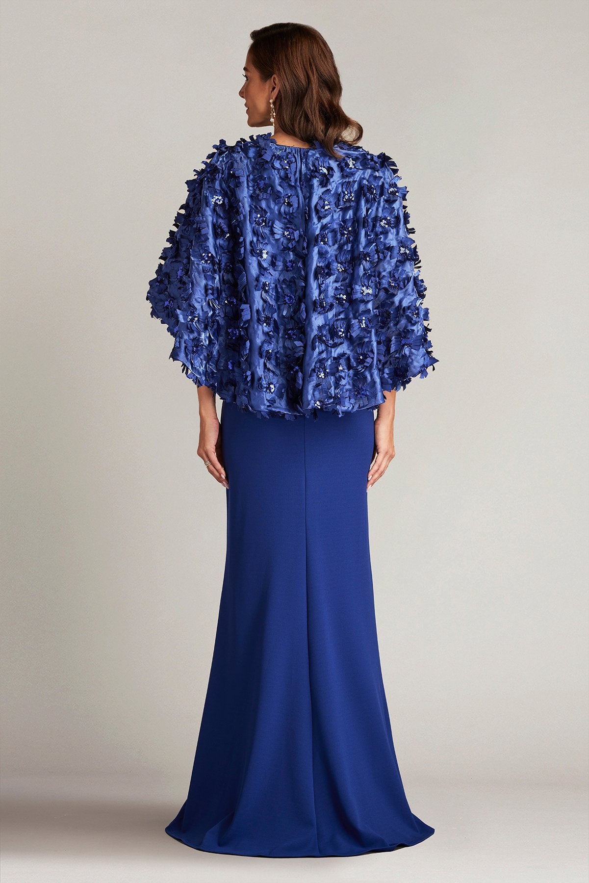 Elyza Satin Flower Overlay Gown