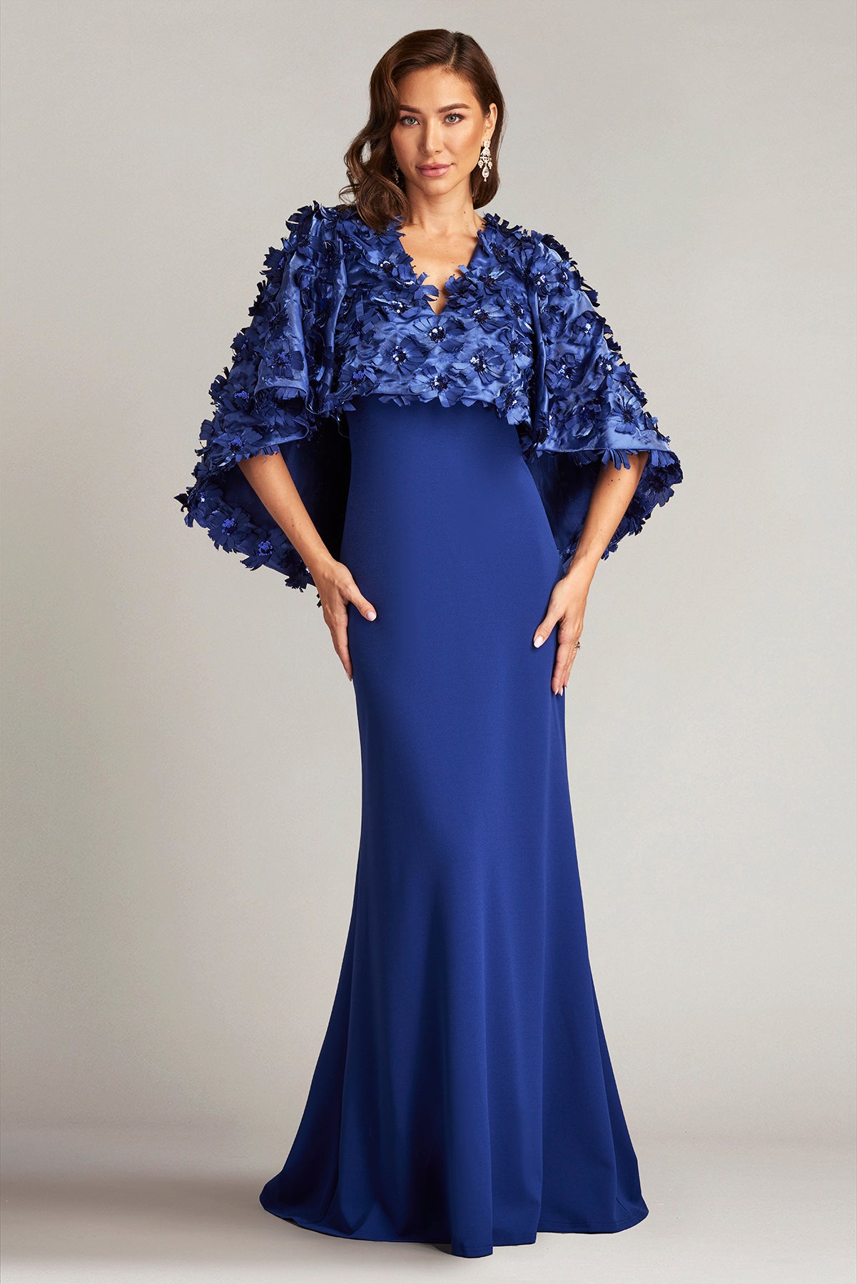Elyza Satin Flower Overlay Gown