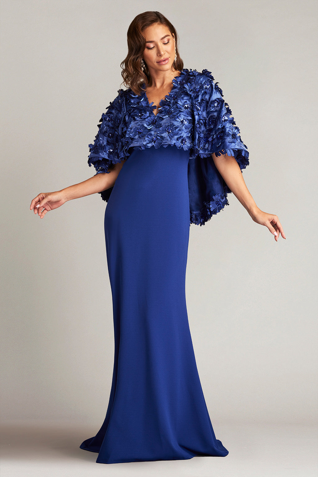 Elyza Satin Flower Overlay Gown