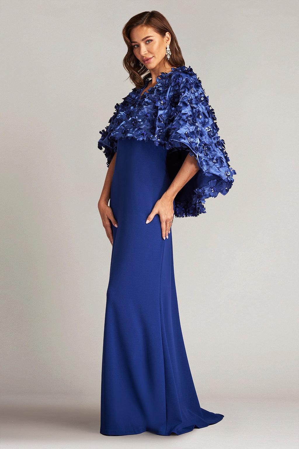 Elyza Satin Flower Overlay Gown