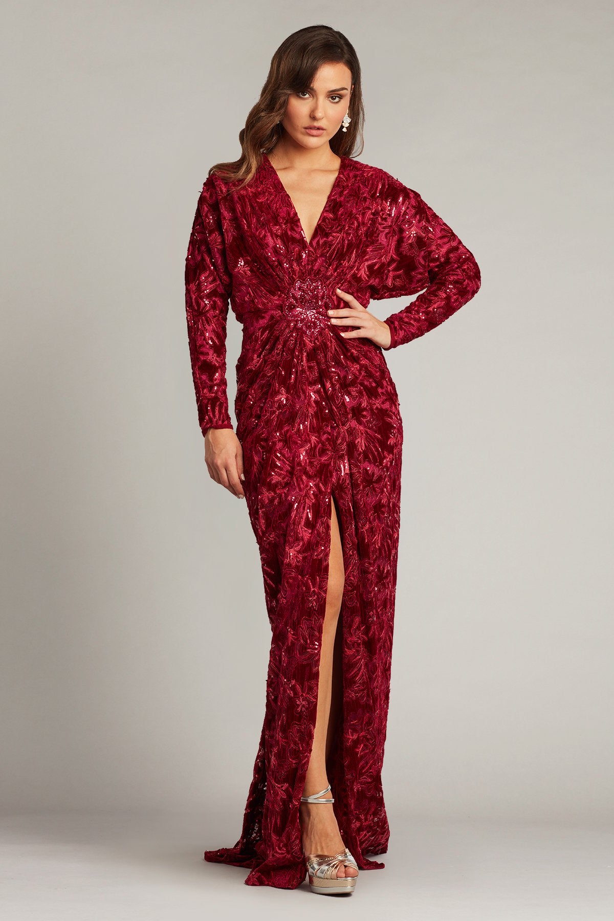 Belleann Sequin Burnout Velvet Gown