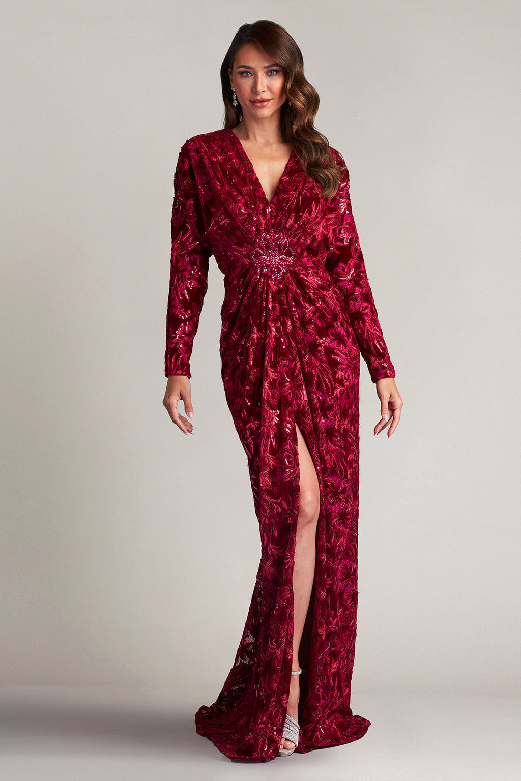 Belleann Sequin Burnout Velvet Gown