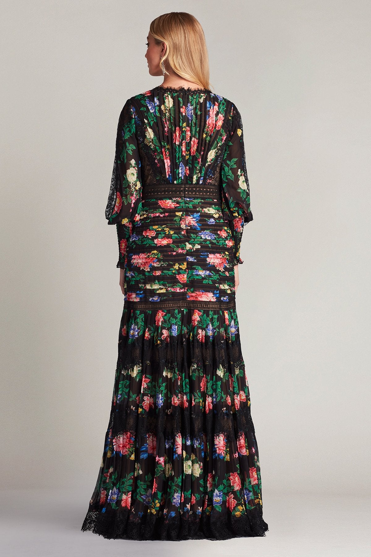 Lorely Pleated Floral Print Gown