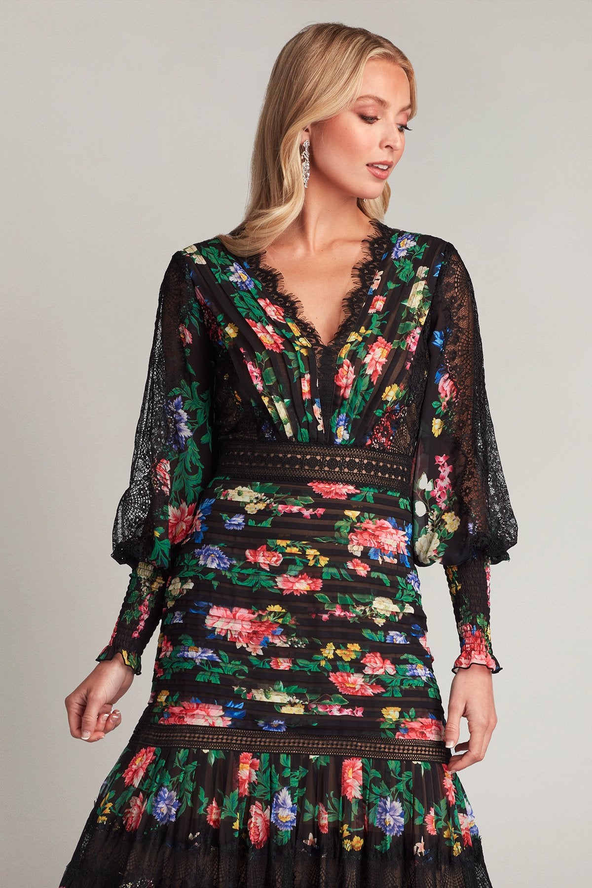 Lorely Pleated Floral Print Gown