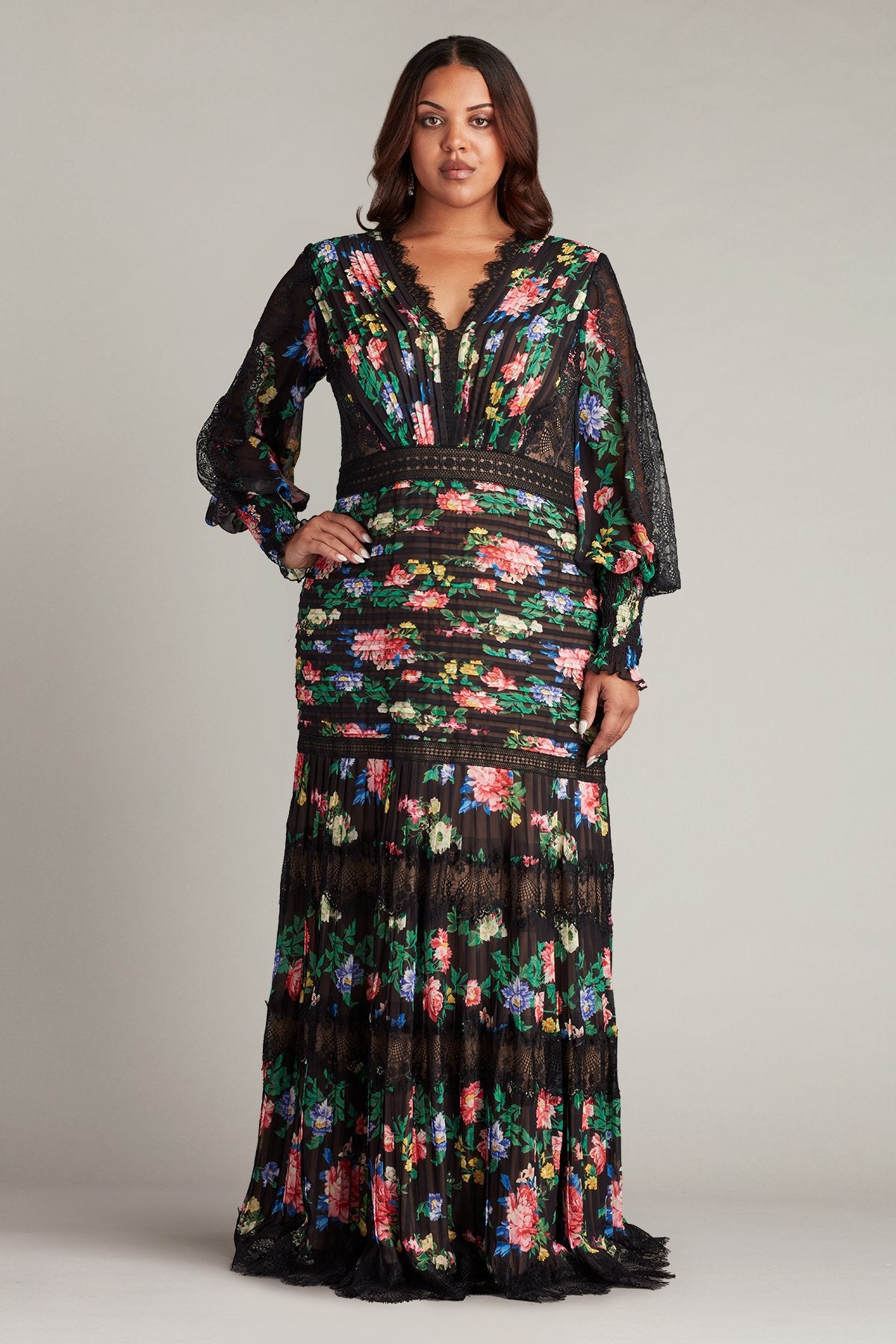 Lorely Pleated Floral Print Gown - PLUS SIZE