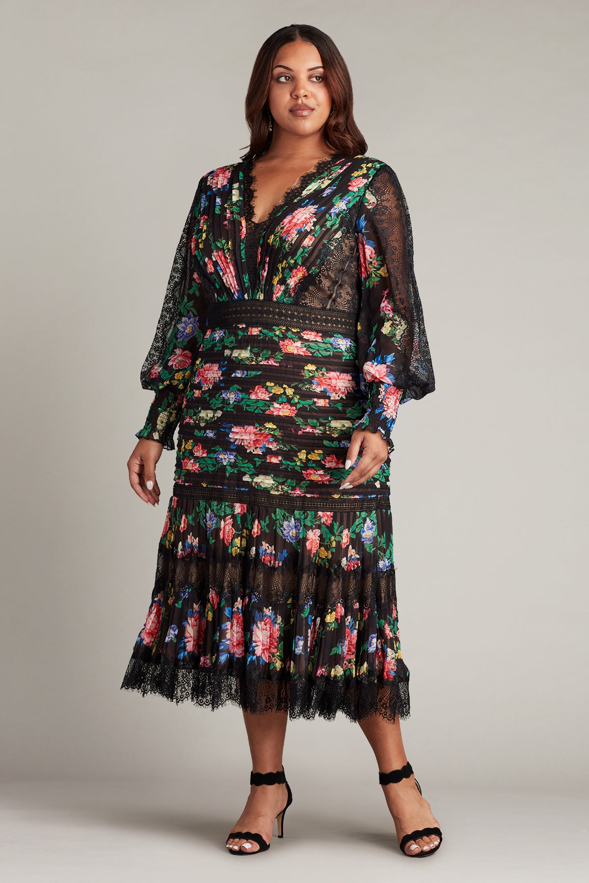 Lorely Pleated Floral Print Dress - PLUS SIZE