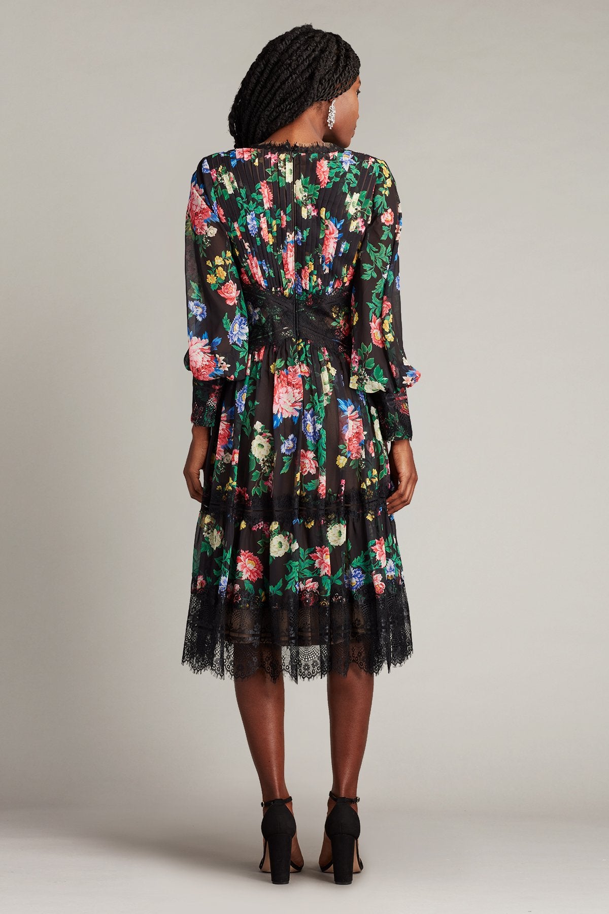 Calvy Floral Print Midi Dress