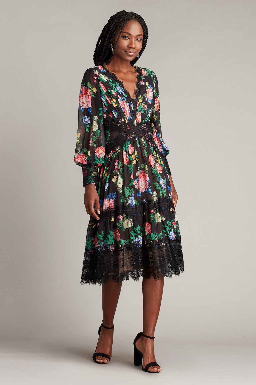 Calvy Floral Print Midi Dress