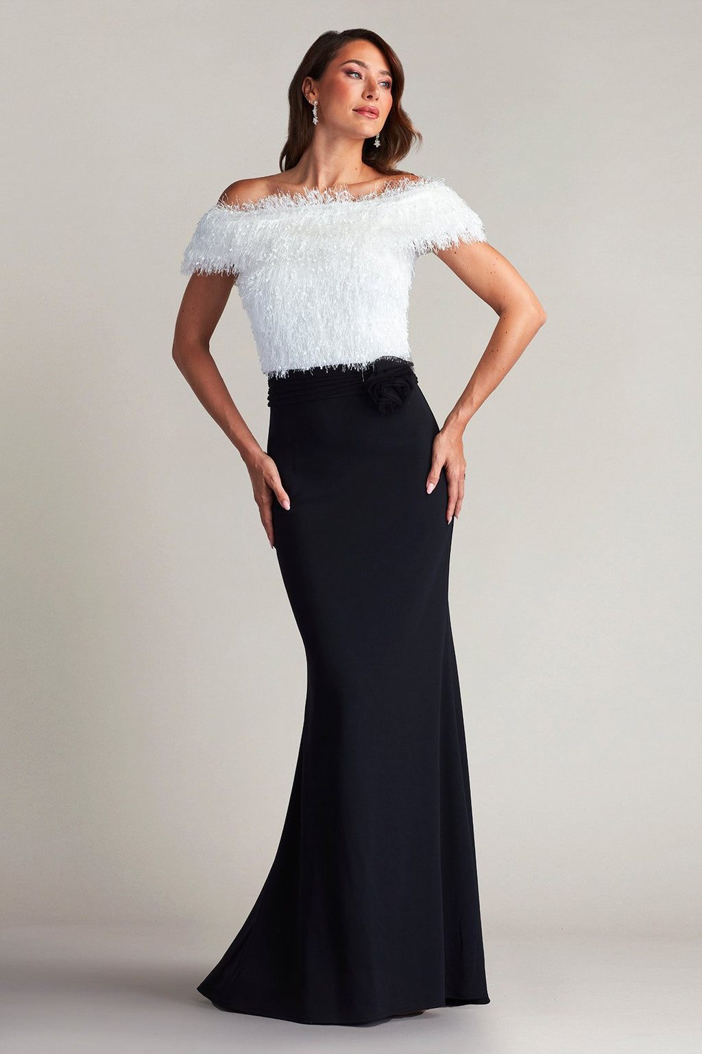 Jana Eyelash Yarn & Crepe Gown