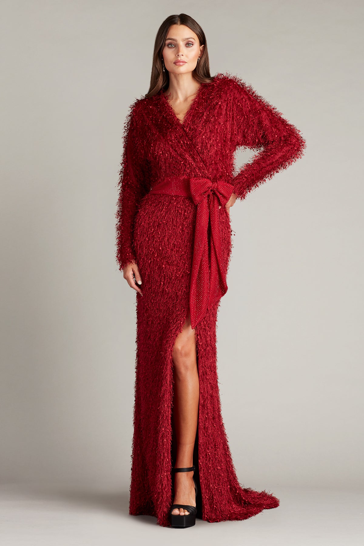 Beya Eyelash Yarn Sash Belt Gown