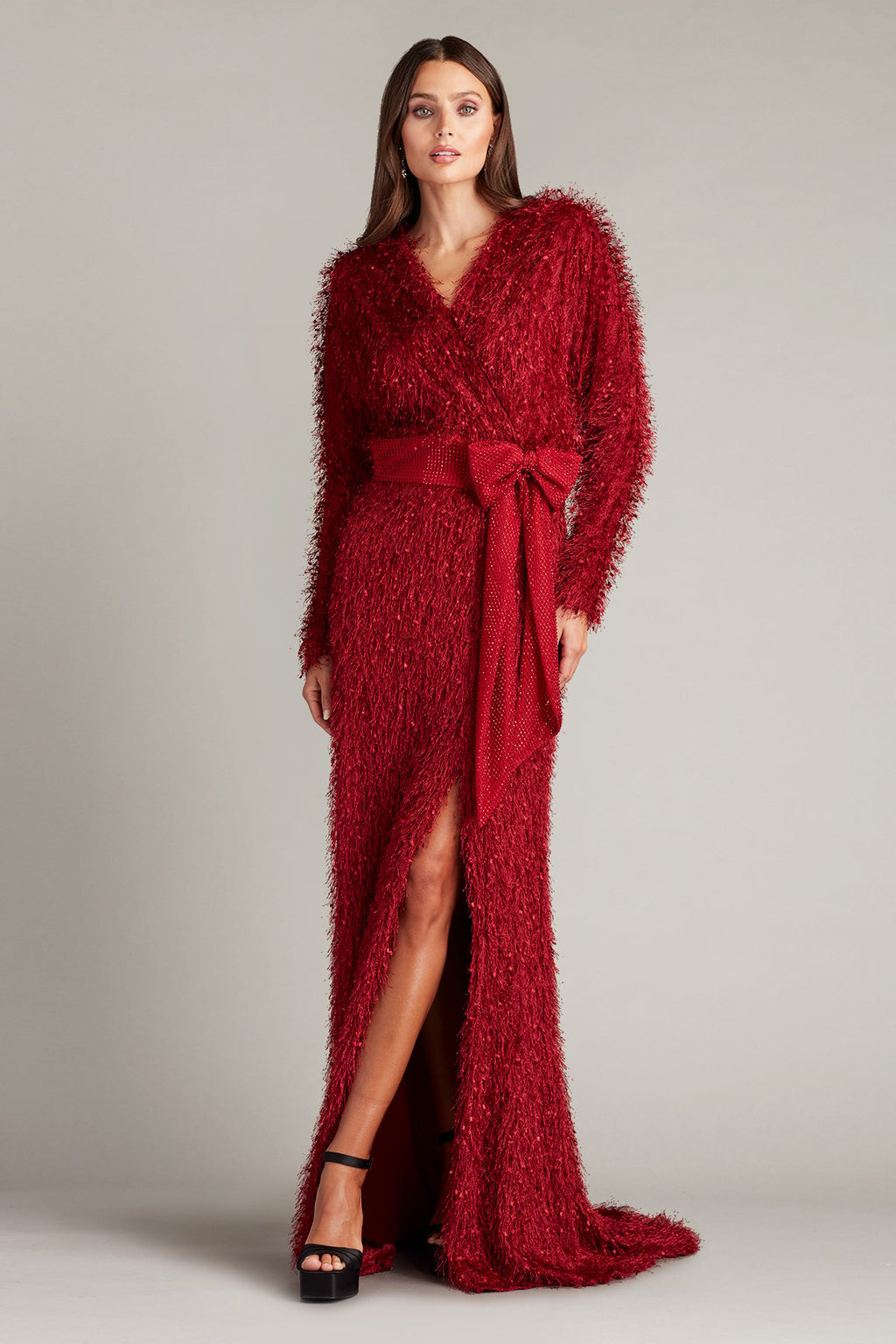 Beya Eyelash Yarn Sash Belt Gown