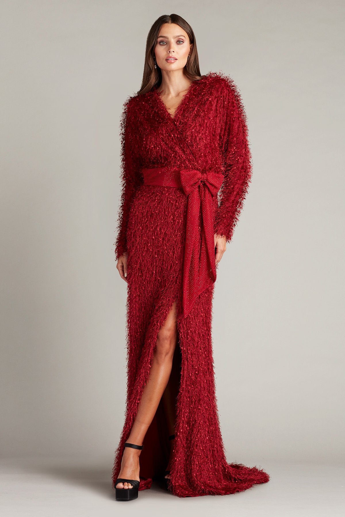 Beya Eyelash Yarn Sash Belt Gown