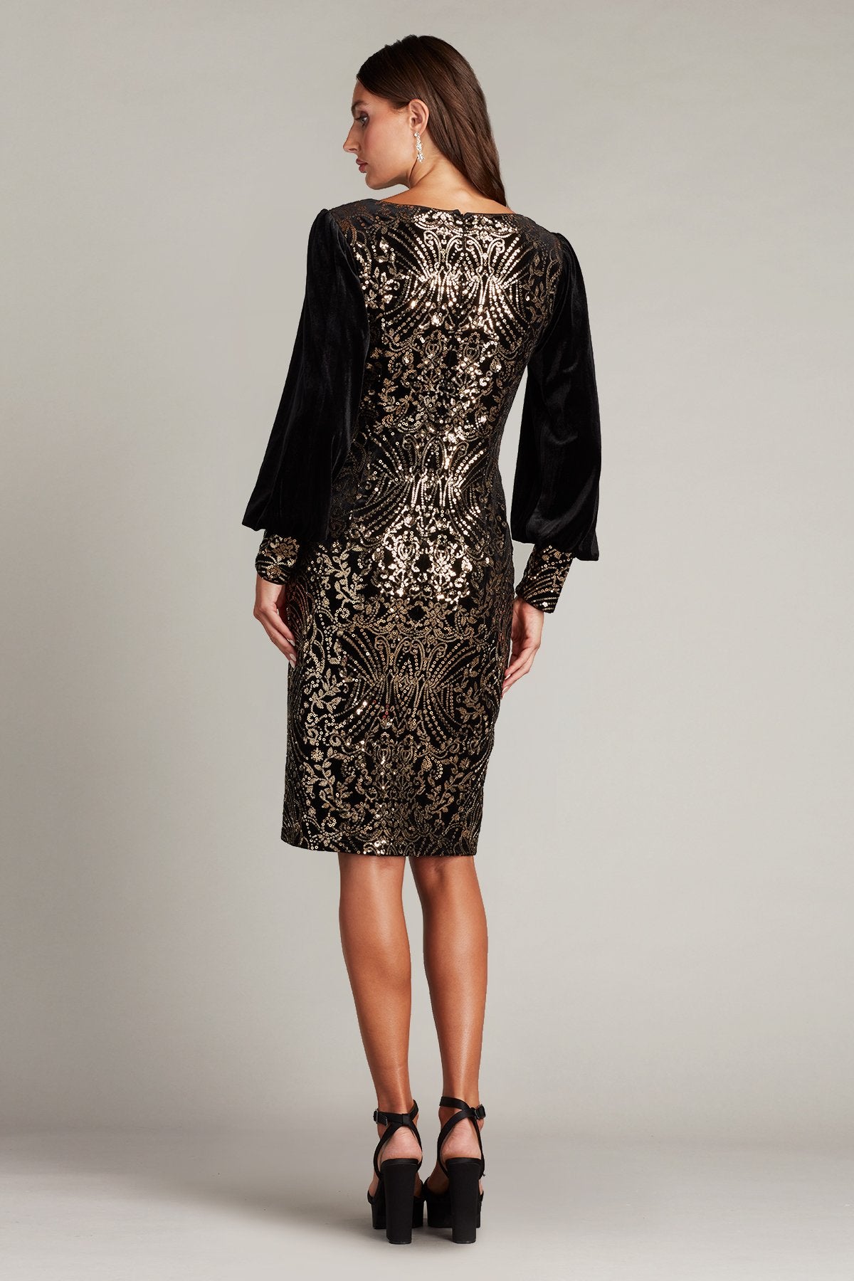 Hazine Sequin Embroidered Velvet Dress