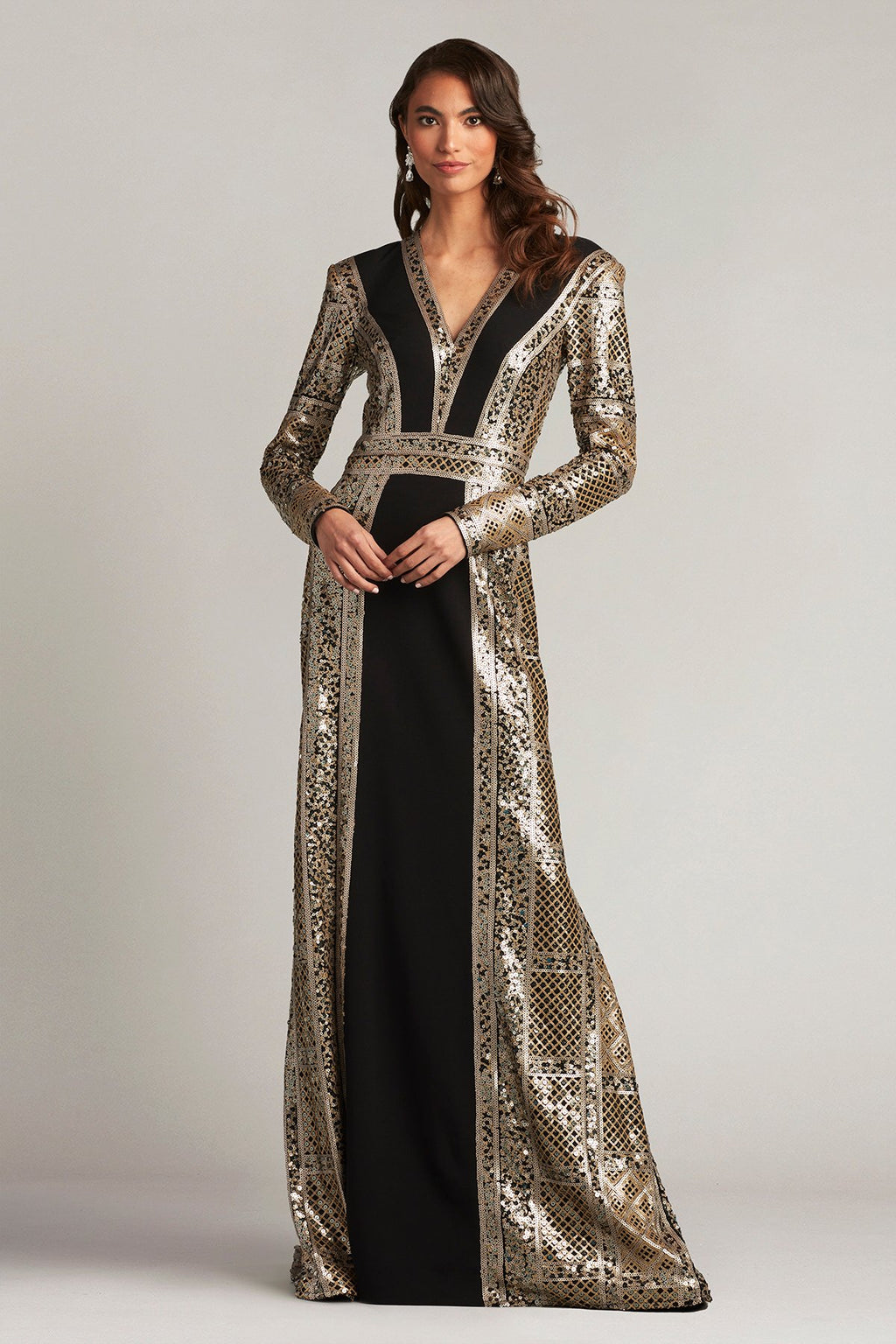 Antoinette Sequin Contrast Panel Gown