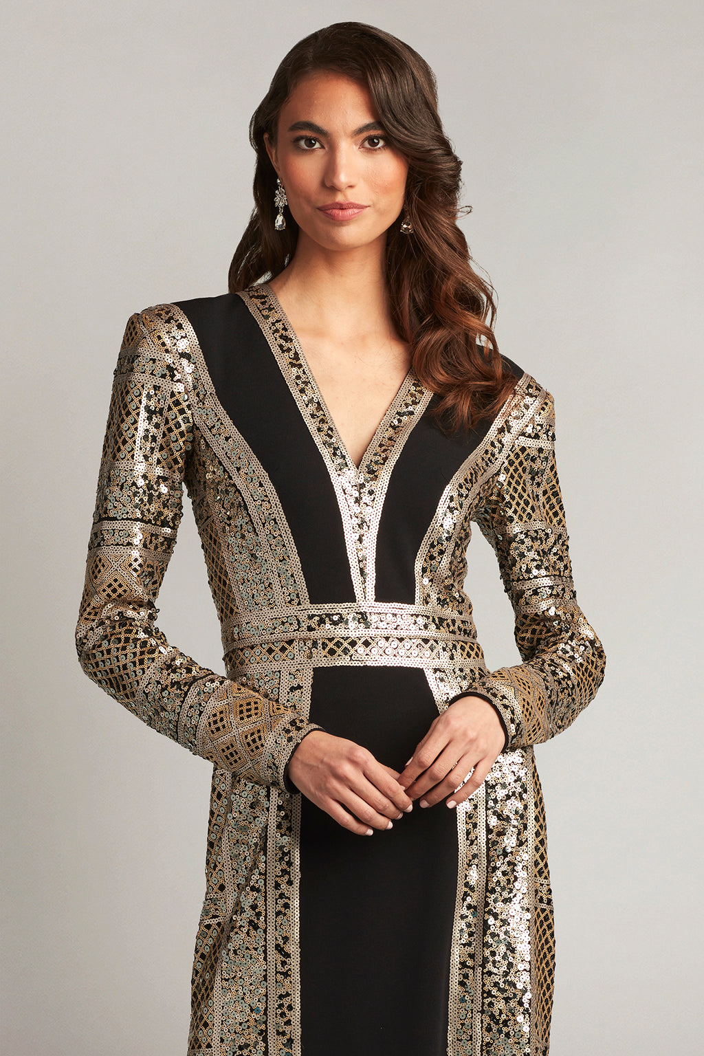Antoinette Sequin Contrast Panel Gown
