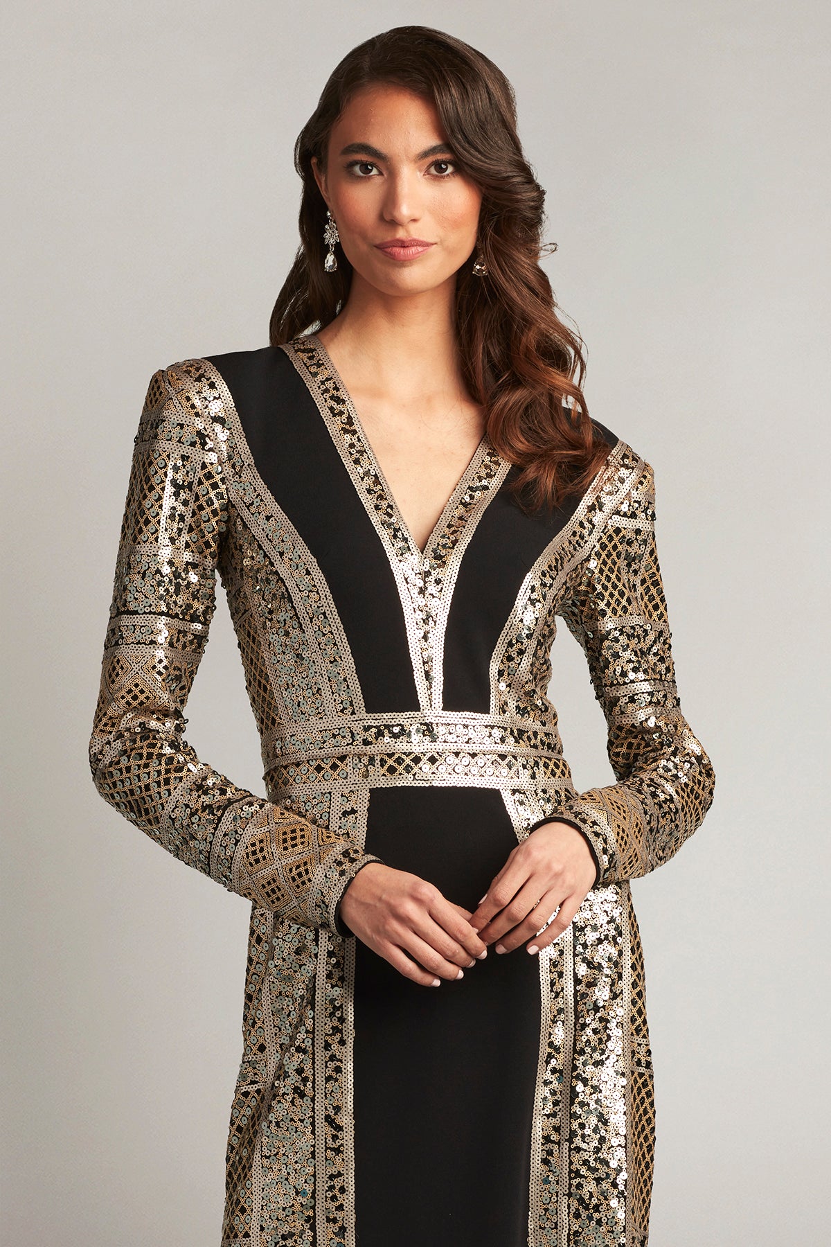 Antoinette Sequin Contrast Panel Gown