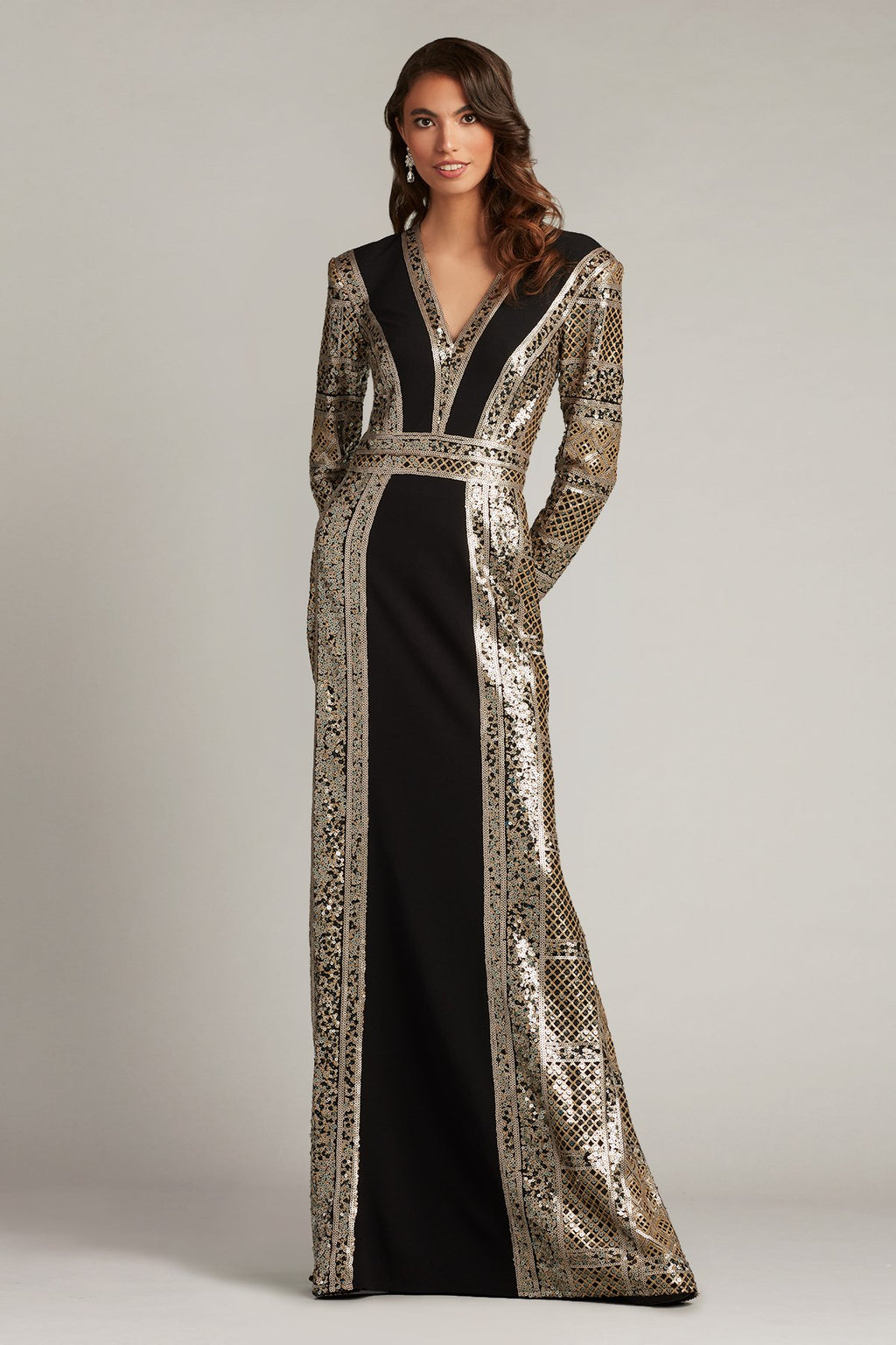 Antoinette Sequin Contrast Panel Gown
