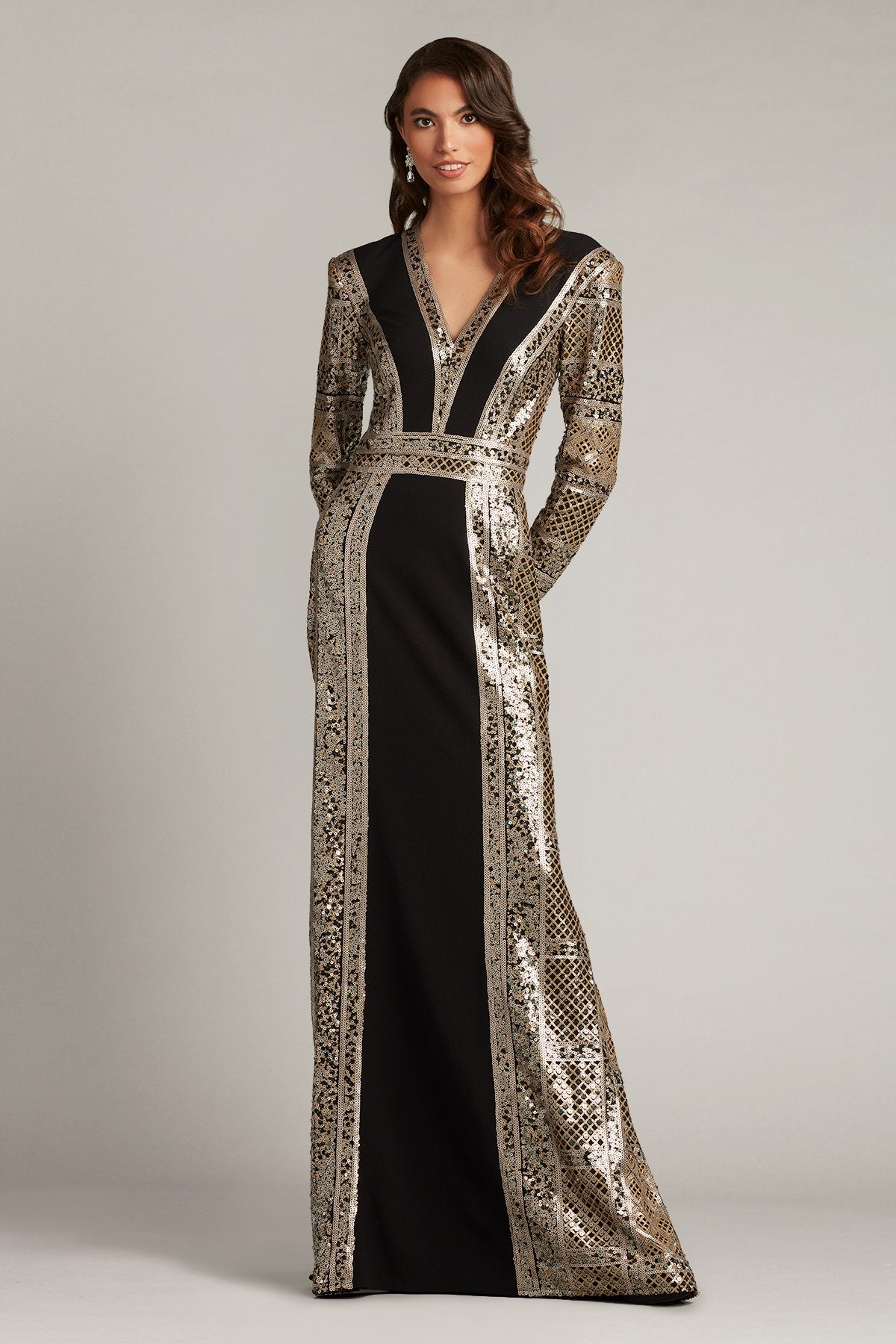 Antoinette Sequin Contrast Panel Gown
