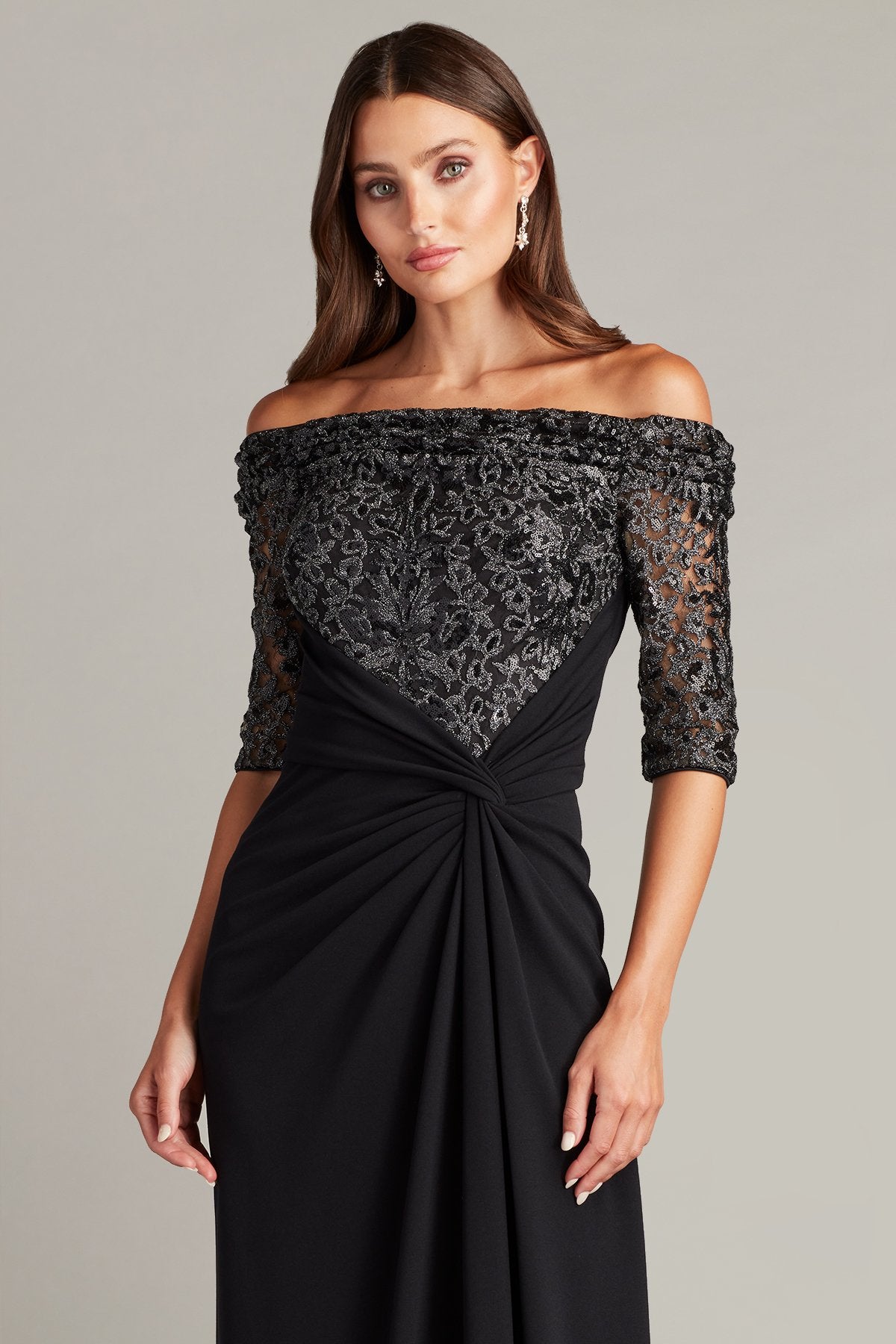 Quinn Off-Shoulder Draped Gown