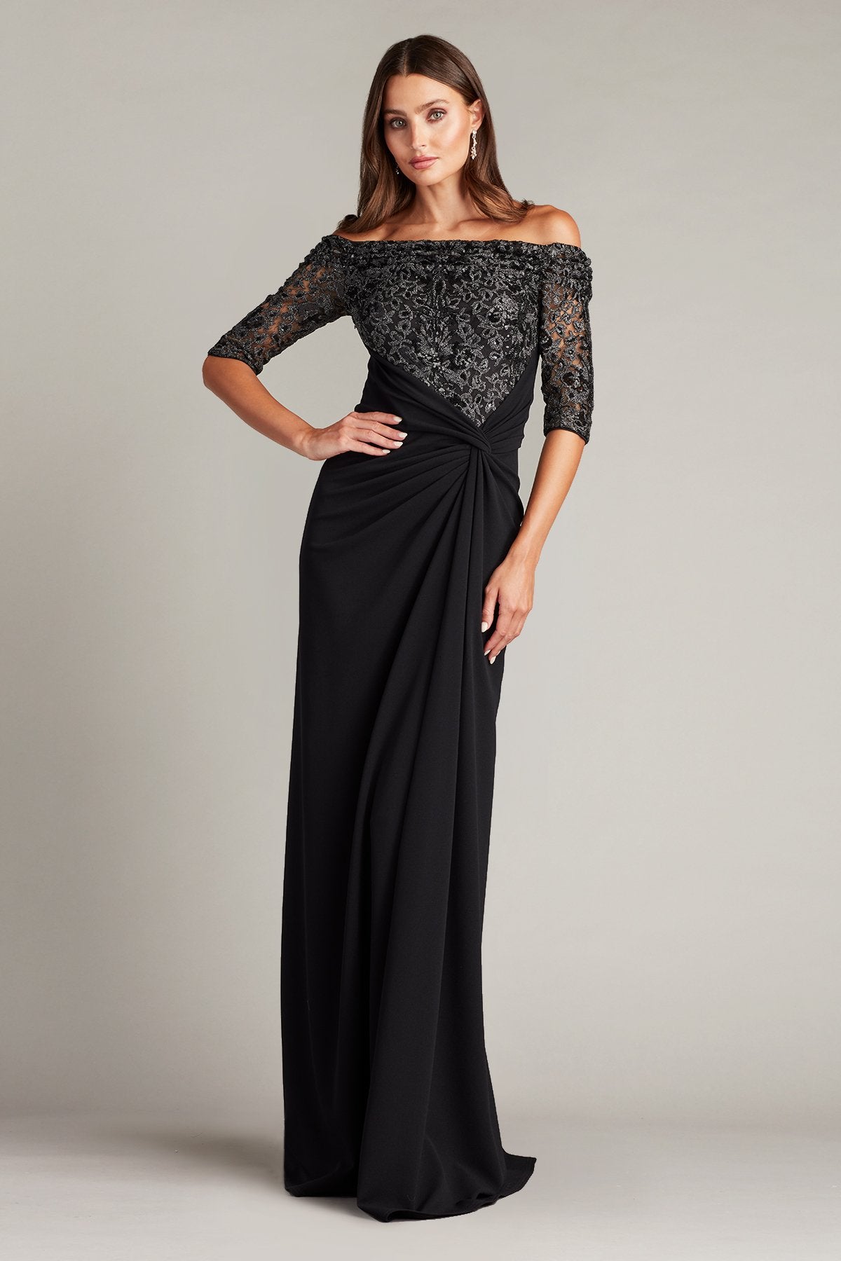 Quinn Off-Shoulder Draped Gown