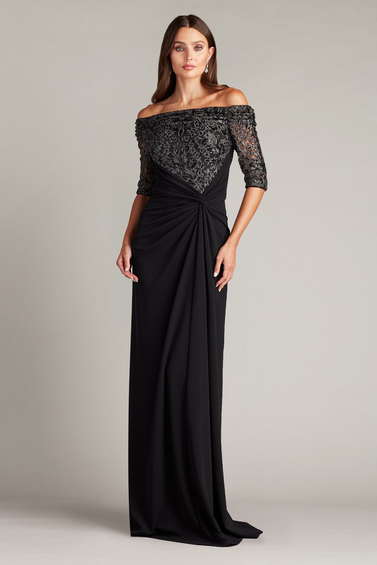 Quinn Off-Shoulder Draped Gown