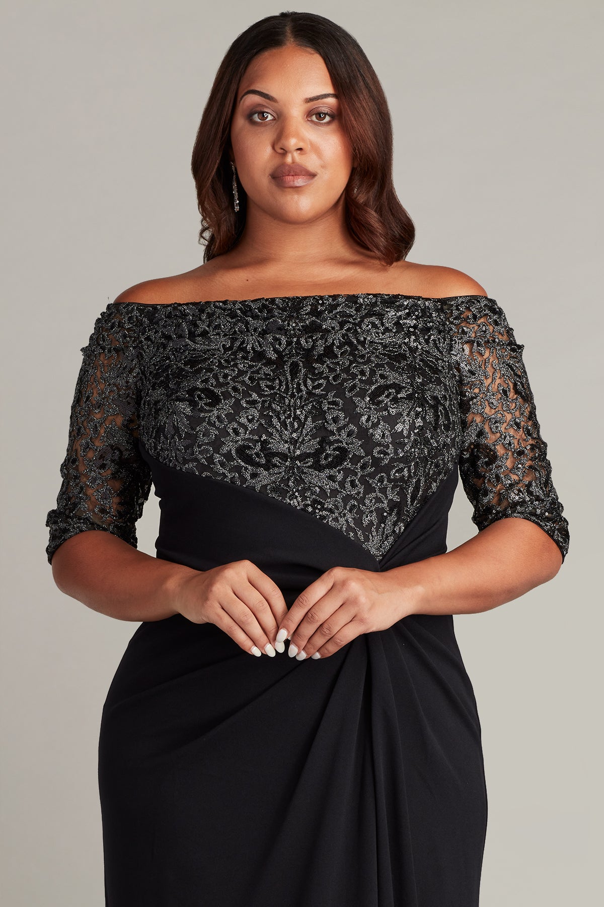 Quinn Off-Shoulder Draped Gown - PLUS SIZE