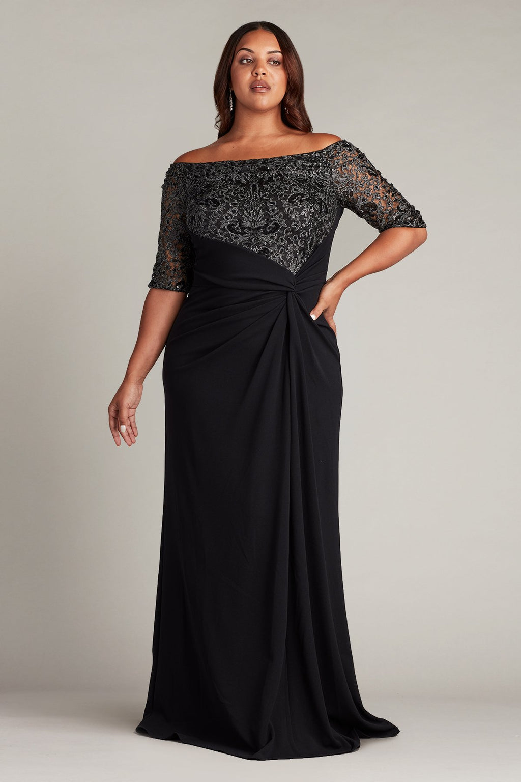 Quinn Off-Shoulder Draped Gown - PLUS SIZE