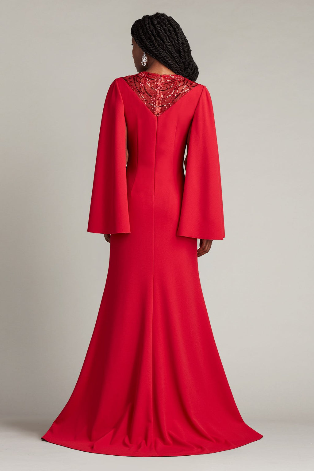 Asa Embellished Illusion Cape Sleeve Gown